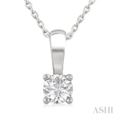 1/4 Ctw Prong Set Round Cut Diamond Solitaire Pendant With Chain in 14K White Gold